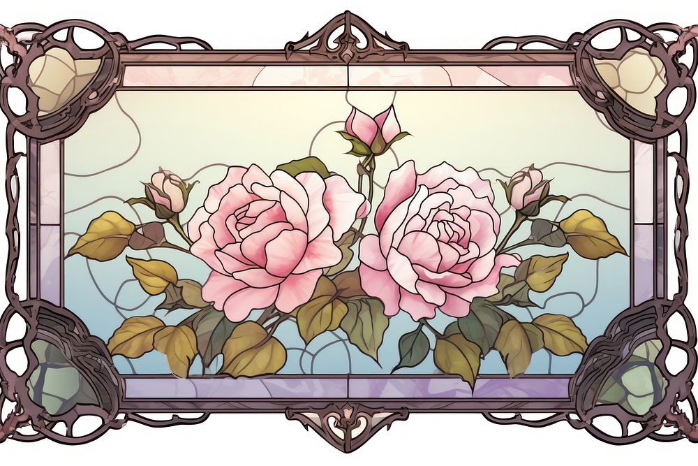 Rose frame art flower glass.