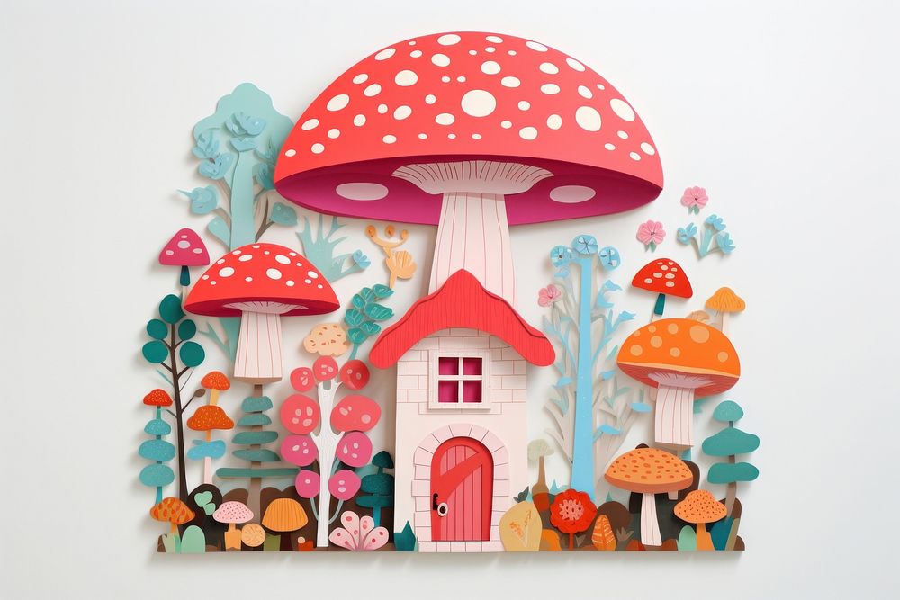 Mushroom house art pattern agaric.