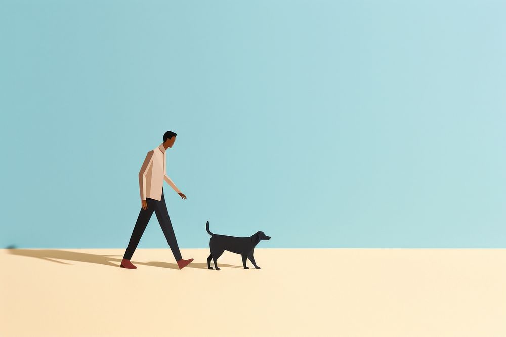 Man walking dog animal mammal adult.
