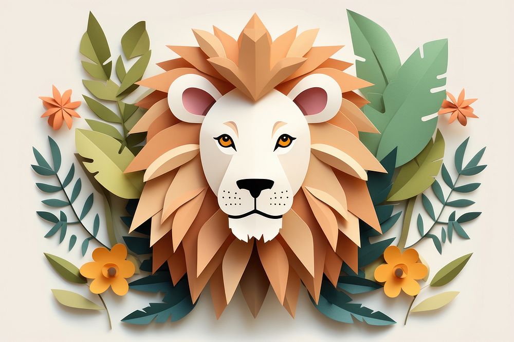 Lion in the jungle art mammal craft.