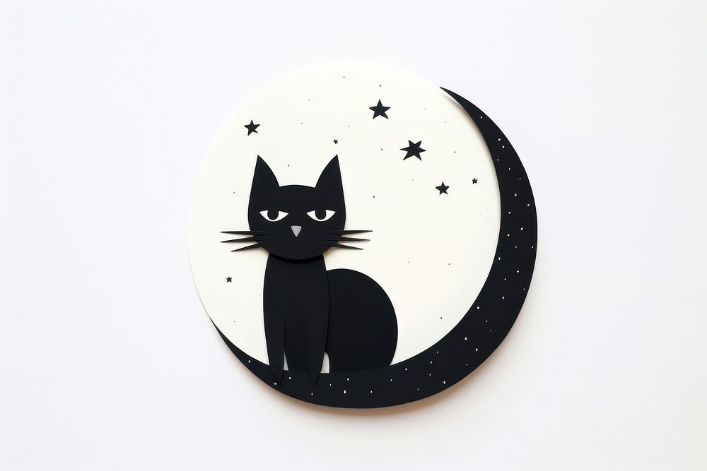Black cat on the moon mammal pet anthropomorphic.