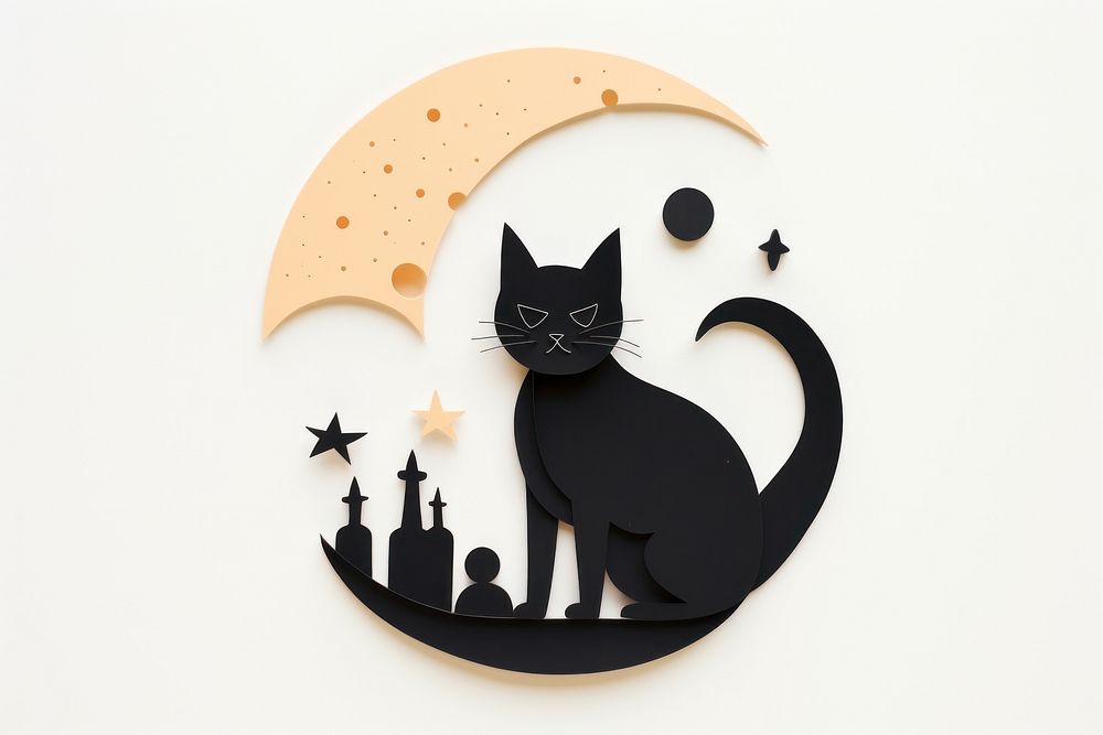 Black cat on the moon animal mammal craft.