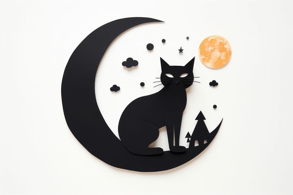 Black cat on the moon mammal representation celebration.