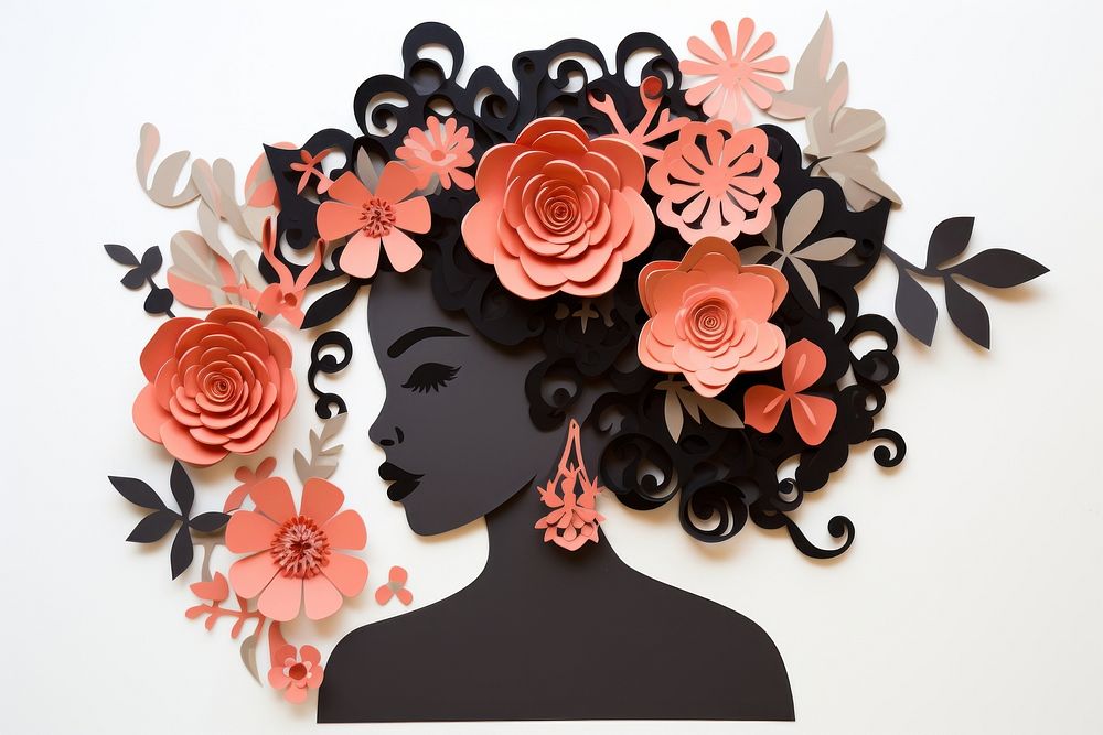 Black woman with flowers art painting craft.