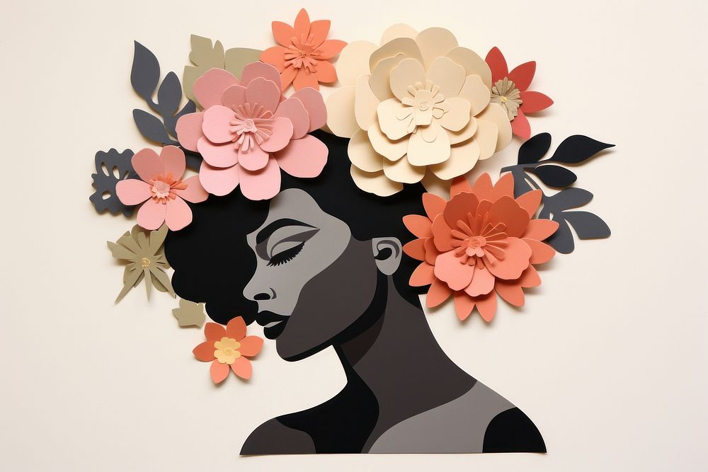 Black woman with flowers art craft plant.
