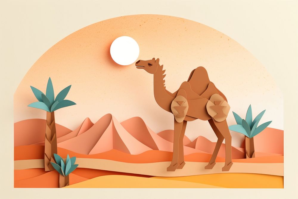 Desert with camel animal mammal nature.