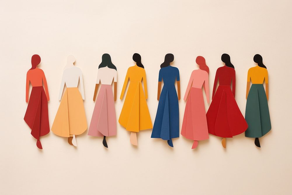 Group of woman art fashion dress.