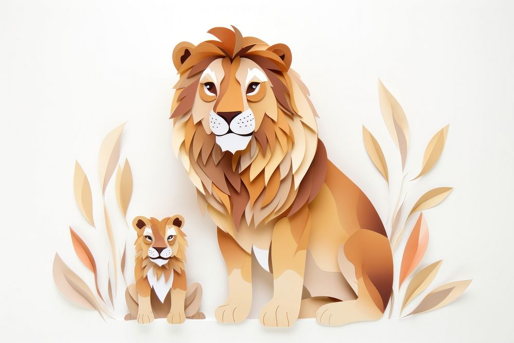 Lion mother and baby mammal animal representation.