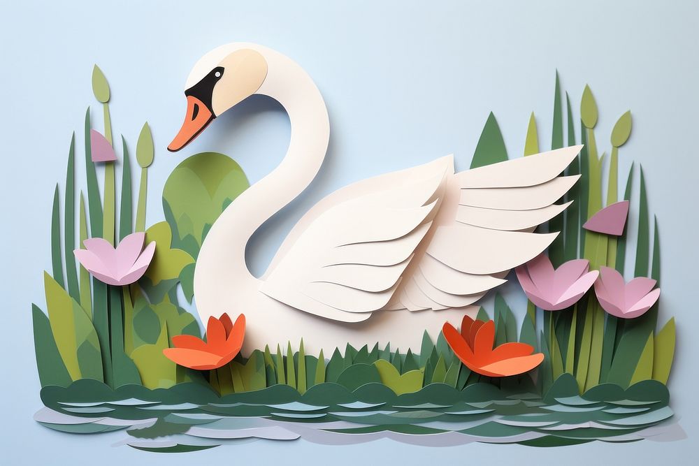 Swan in lily pond animal craft bird.