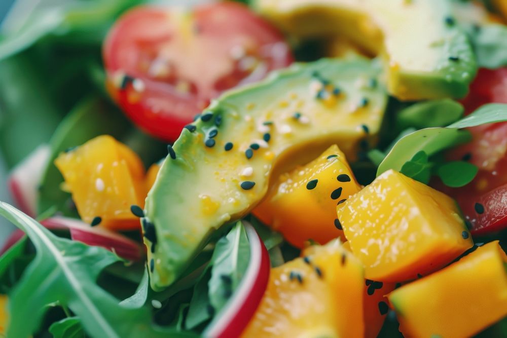 Healthy vegan salad fruit plant food.