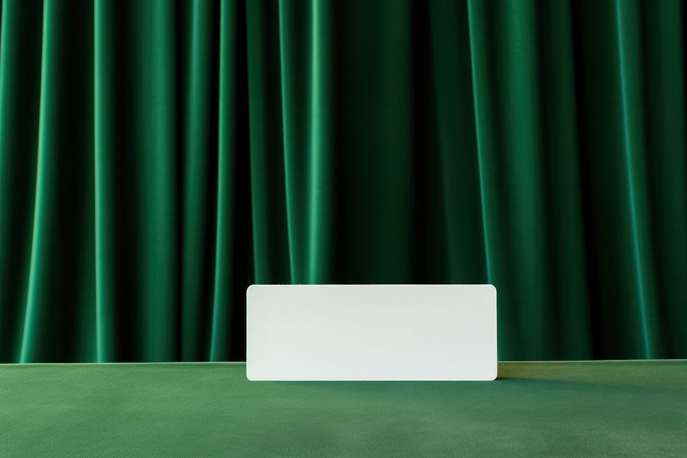 Business card green curtain white.