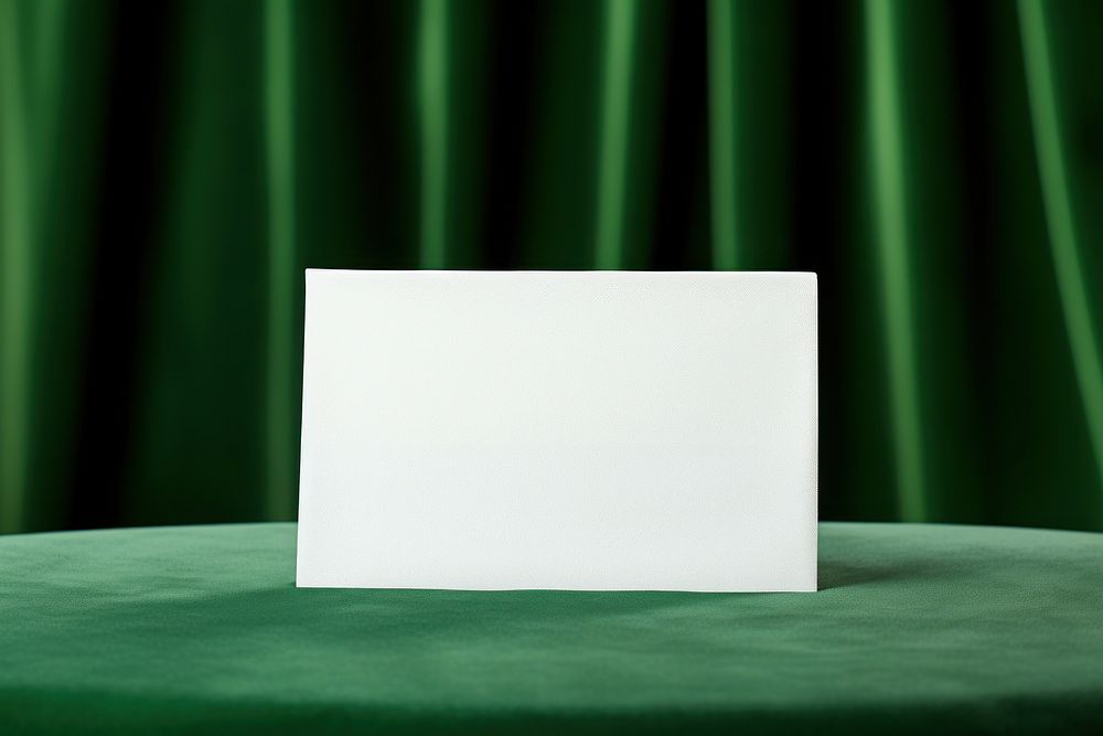 Business card green white paper.