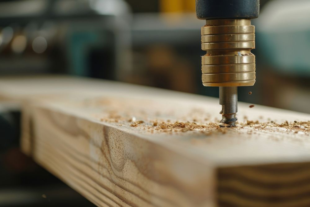 Drilling on wood tool manufacturing woodworking.