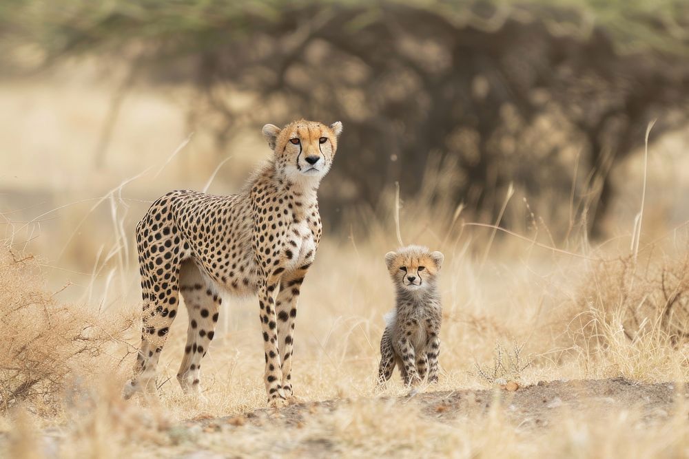 Cheetah mother and cub cheetah wildlife animal.