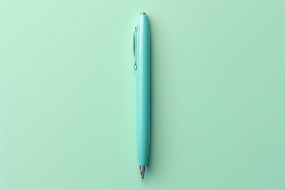 Pen turquoise pencil paper.