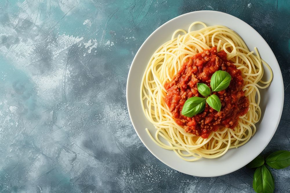 Spaghetti dish pasta sauce.