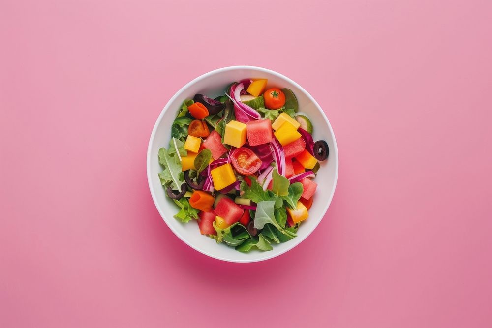 Healthy vegan salad bowl food antioxidant strawberry.