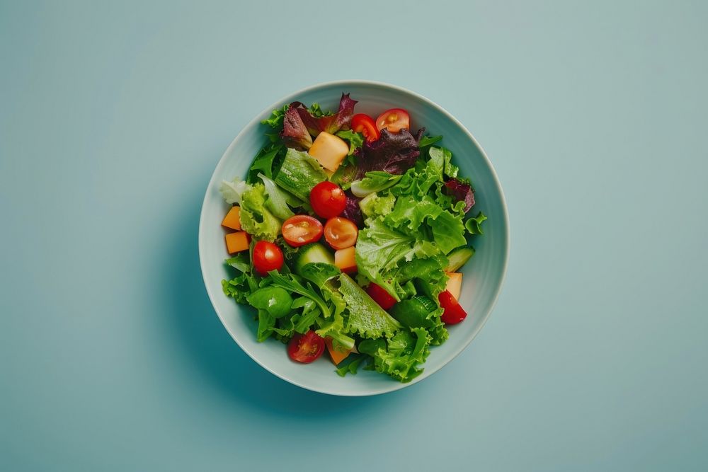 Healthy vegan salad bowl plate food vegetable.