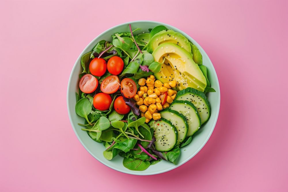 Healthy vegan salad bowl plate food meal.