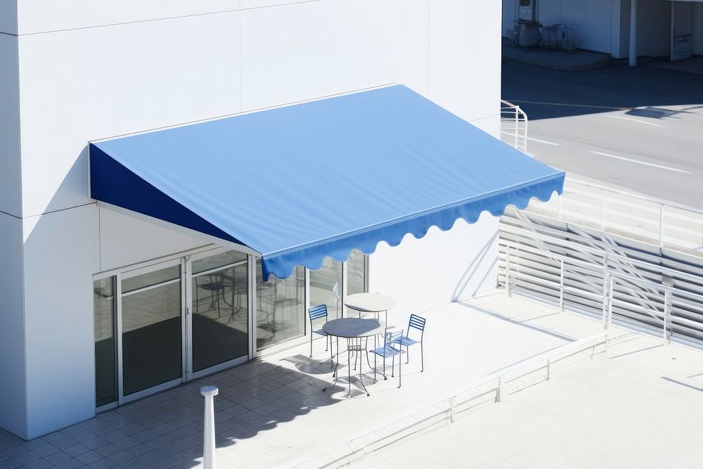 Awning chair blue architecture.