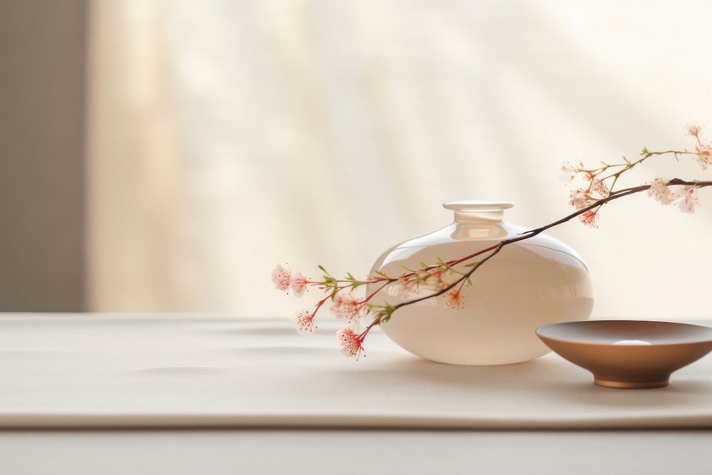 A japanese ceremony set pottery flower table.