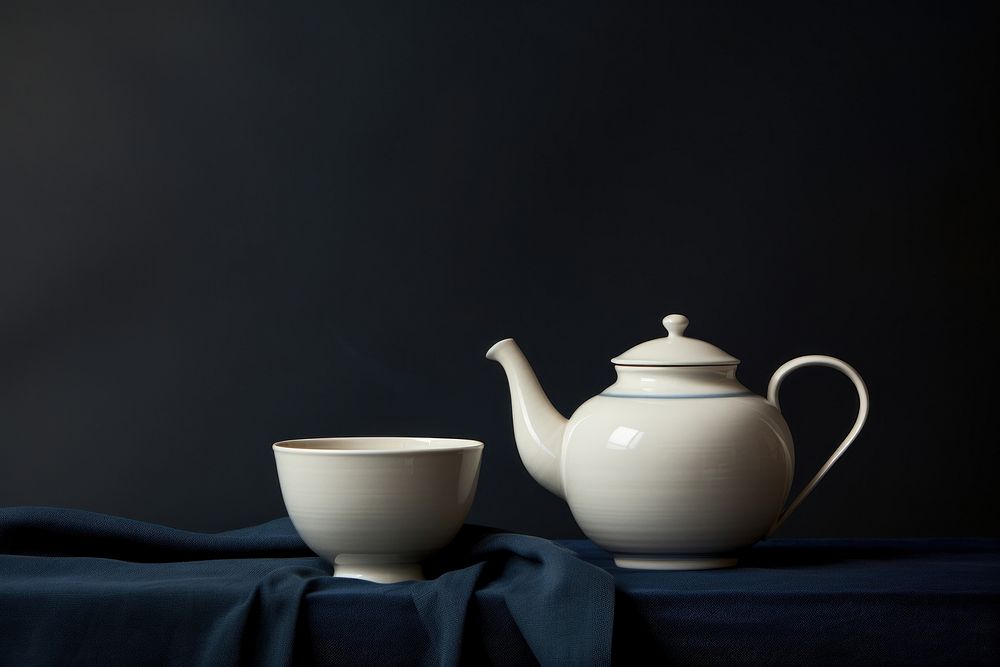 Still life porcelain teapot white.