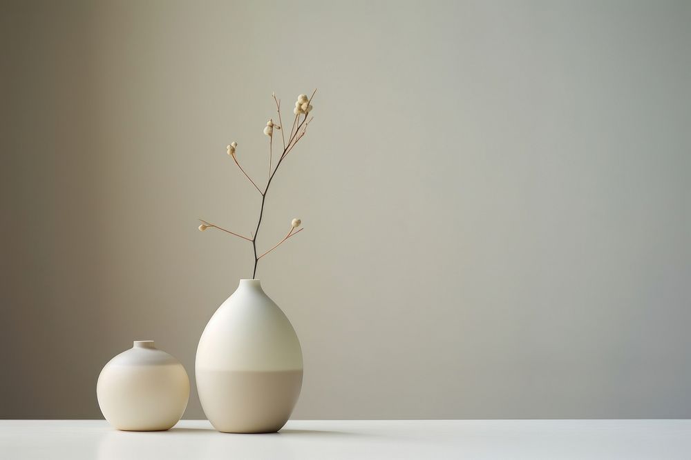Still life shapes porcelain pottery plant.