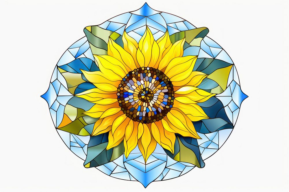 Sunflower mosaic frame art glass inflorescence.