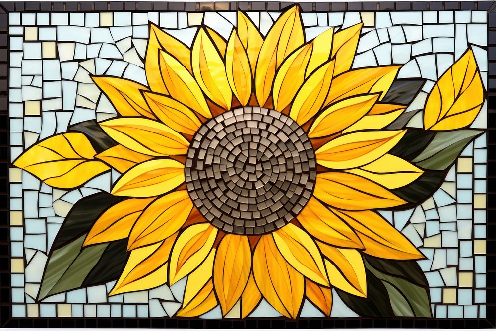 Sunflower mosaic frame art backgrounds plant.