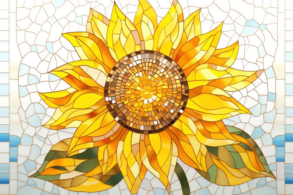Sunflower mosaic frame art backgrounds glass.
