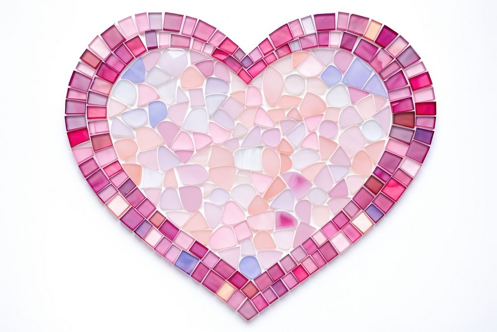 Heart with rose backgrounds mosaic white background.