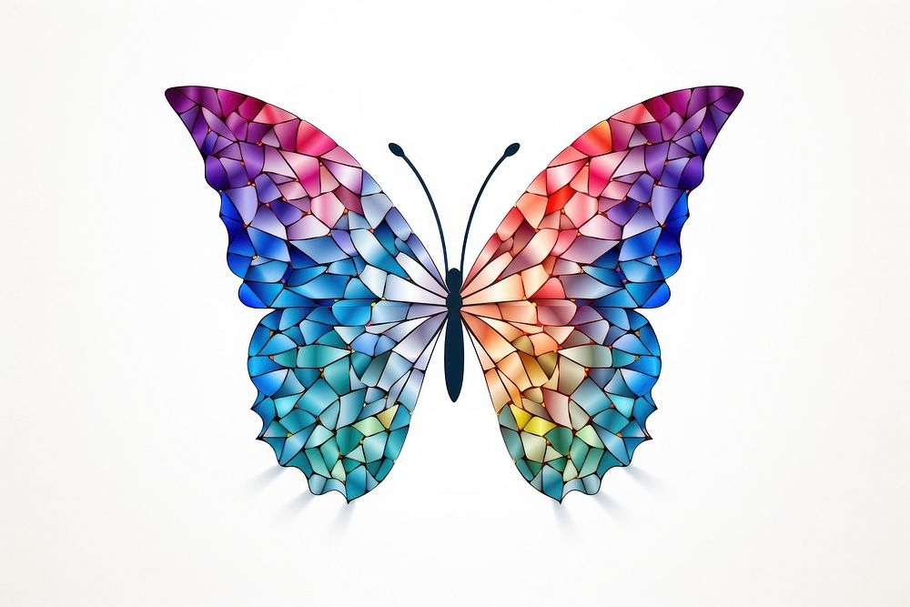 A colorful butterfly frame insect art white background.