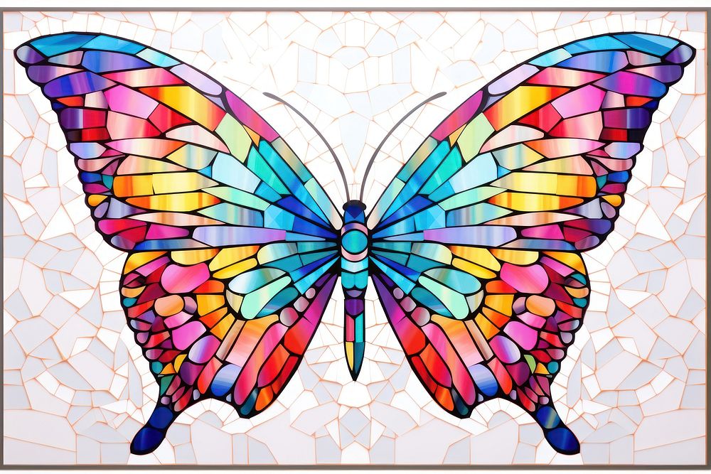 A colorful butterfly frame art mosaic glass.