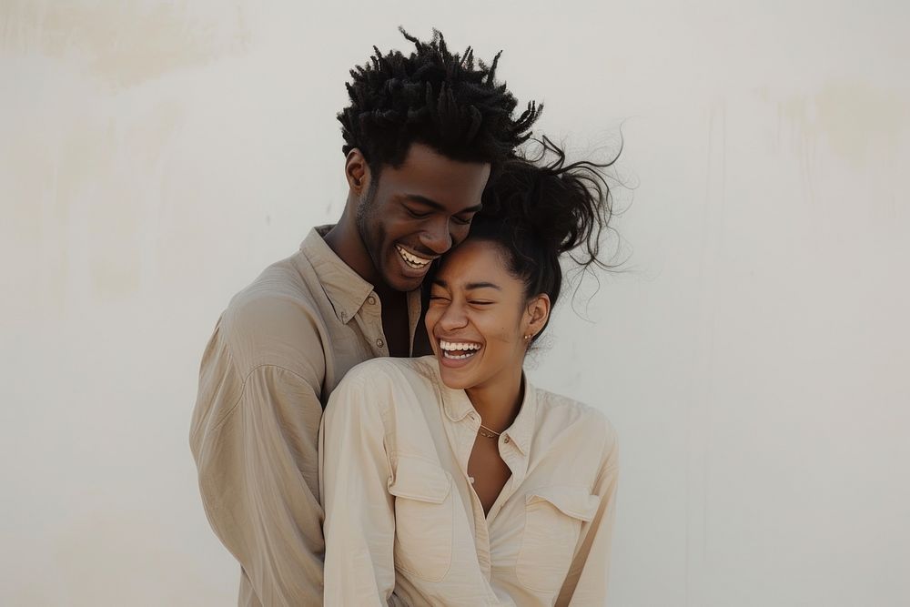 Woman and man portrait laughing adult.