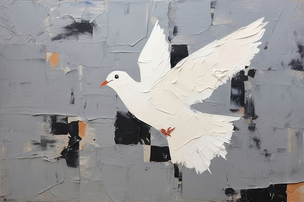 White dove art painting animal.