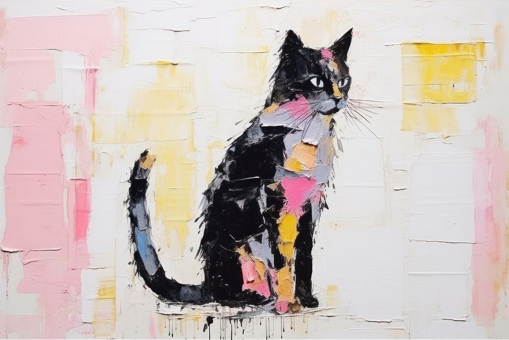 A cat art painting collage.
