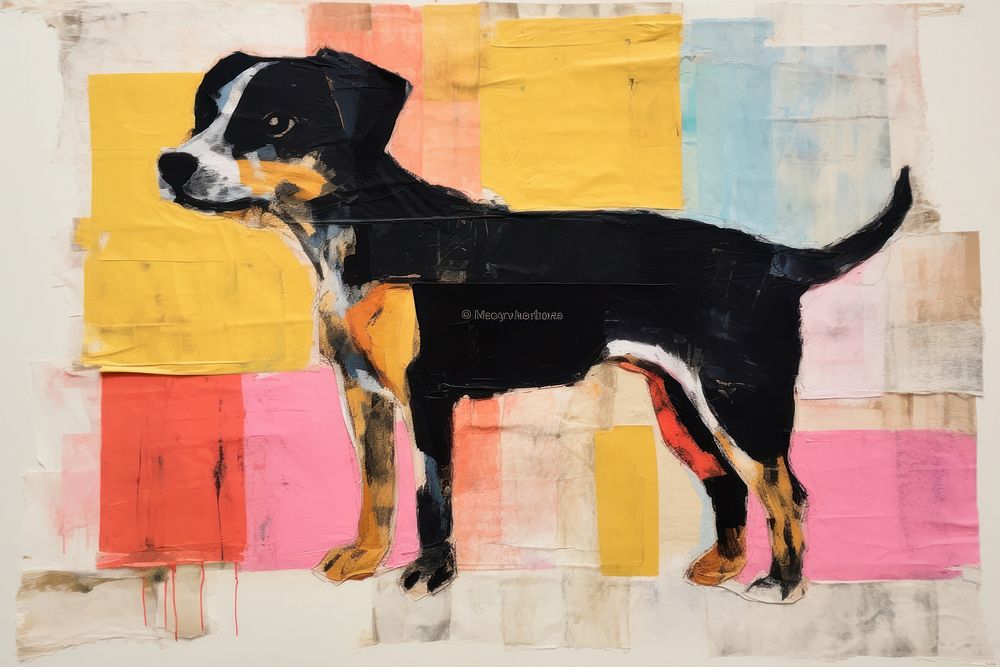 A dog art painting collage.