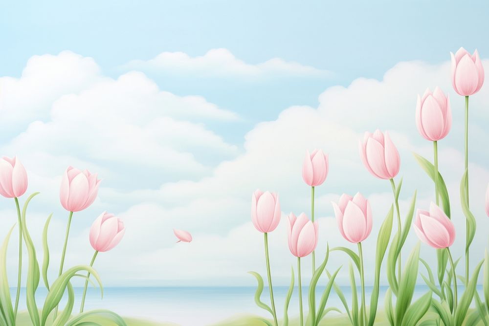 Tulip border backgrounds outdoors painting.