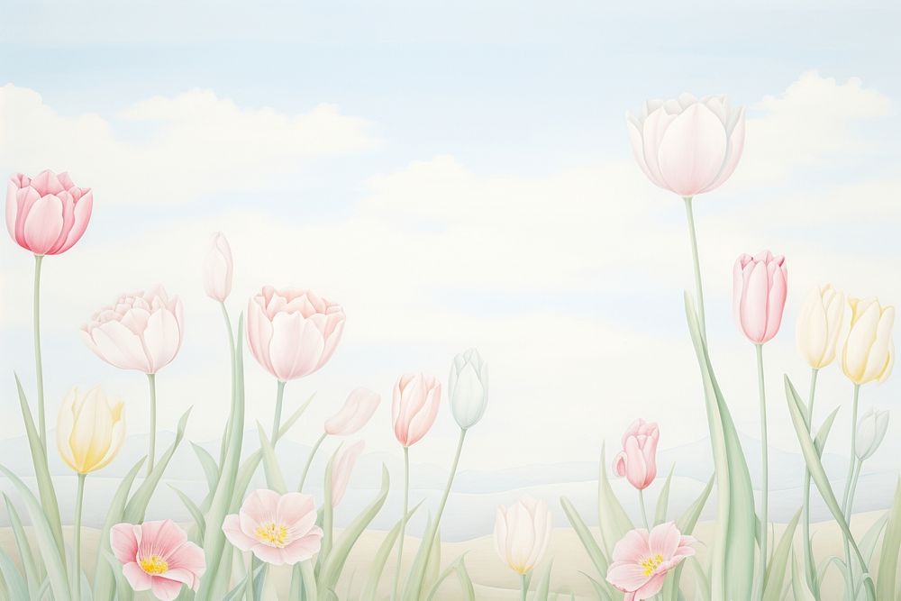 Tulip border painting backgrounds outdoors.