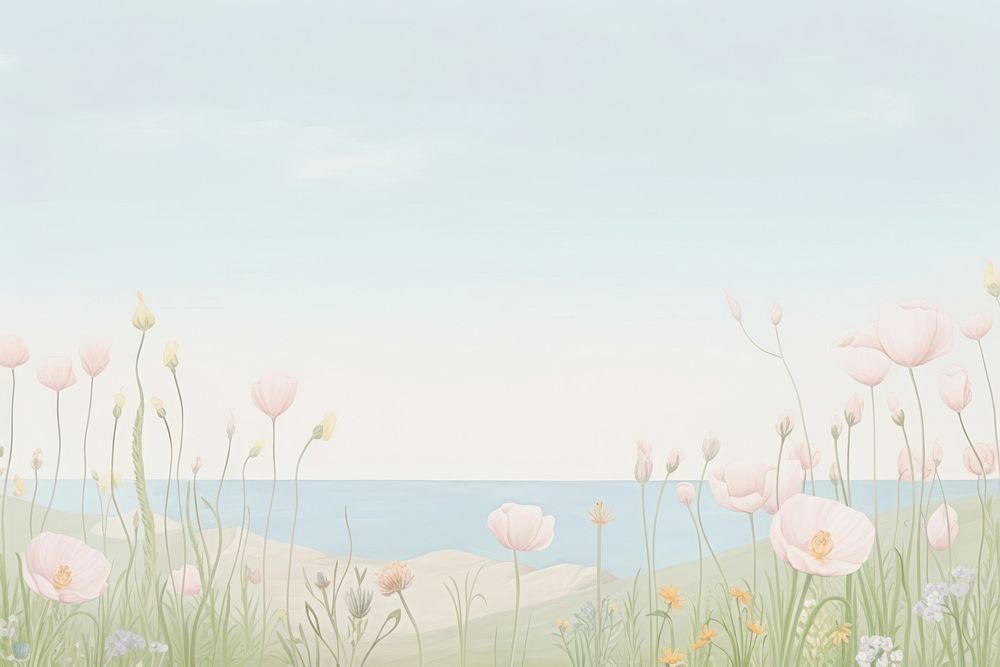 Painting of wildflowers backgrounds outdoors horizon.