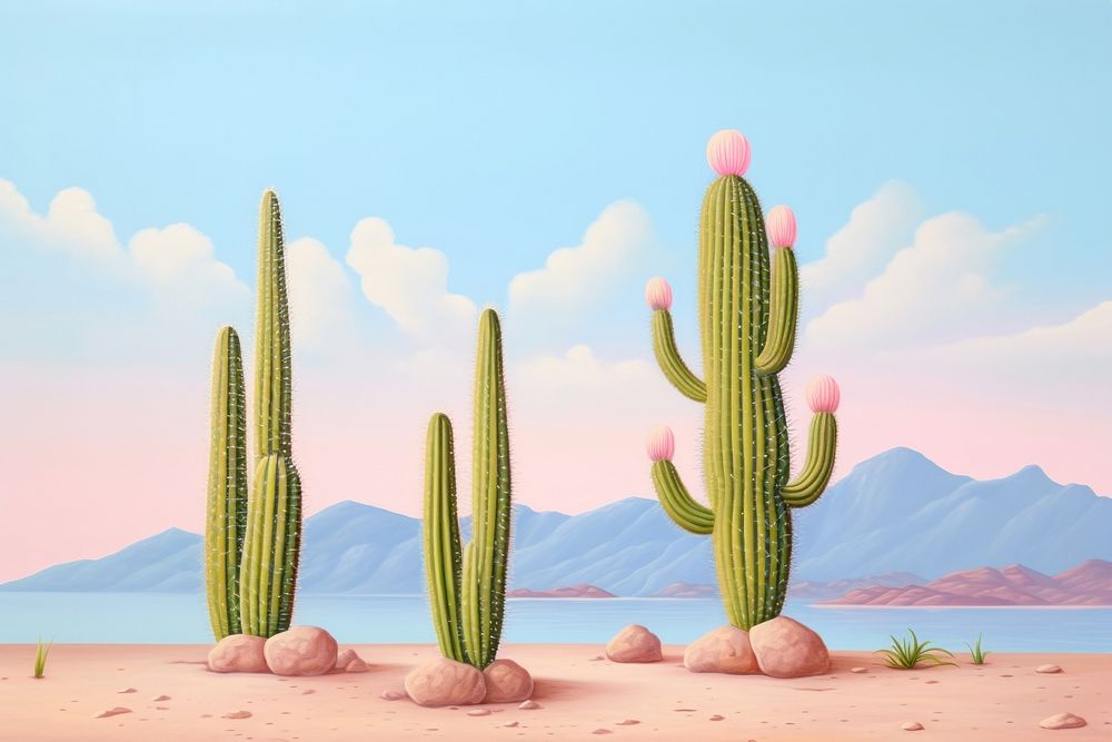 Painting of cactus outdoors nature plant.