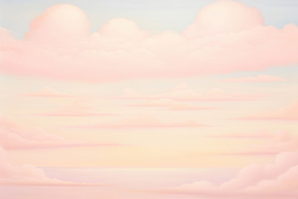 Painting of clouded pink sky backgrounds outdoors horizon.
