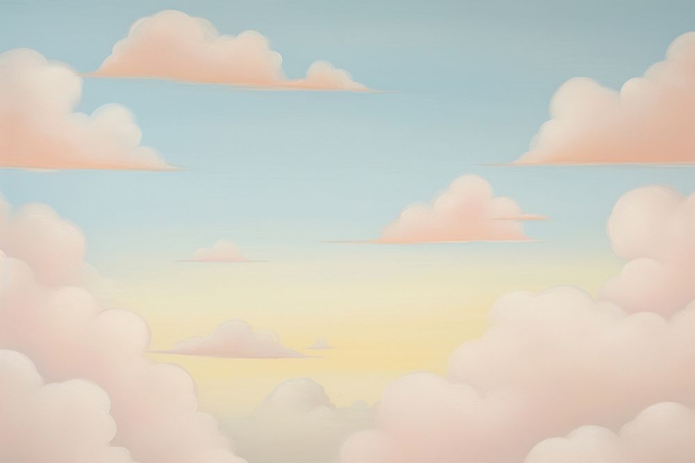 Painting of clouded sky backgrounds outdoors horizon.