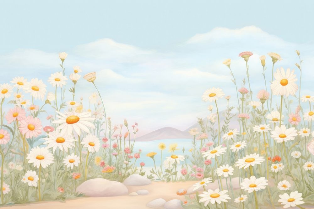 Painting of daisy garden backgrounds outdoors nature.