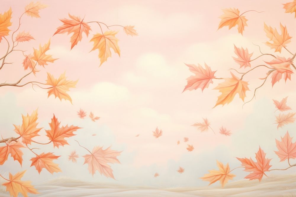 Painting of falling Autumn leaves backgrounds autumn plant.