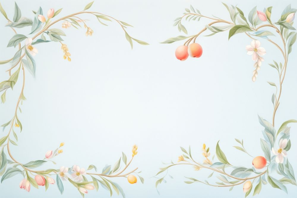 Painting of fruit branch border backgrounds pattern plant.