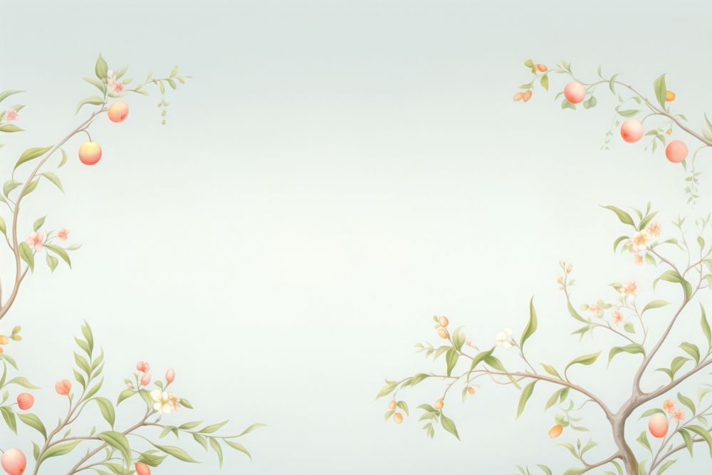 Painting of fruit branch border backgrounds pattern flower.