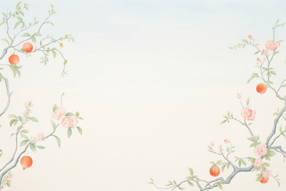 Painting of fruit branch border backgrounds pattern plant.