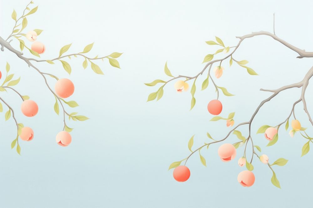 Painting of fruit branch plant decoration persimmon.