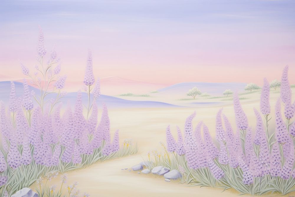 Lavender border backgrounds landscape outdoors.